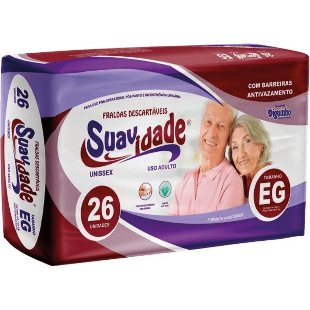 FRALDAS GERIáTRICA PARA ADULTOS SUAVIDADE DIGUINHO 30 UND - M