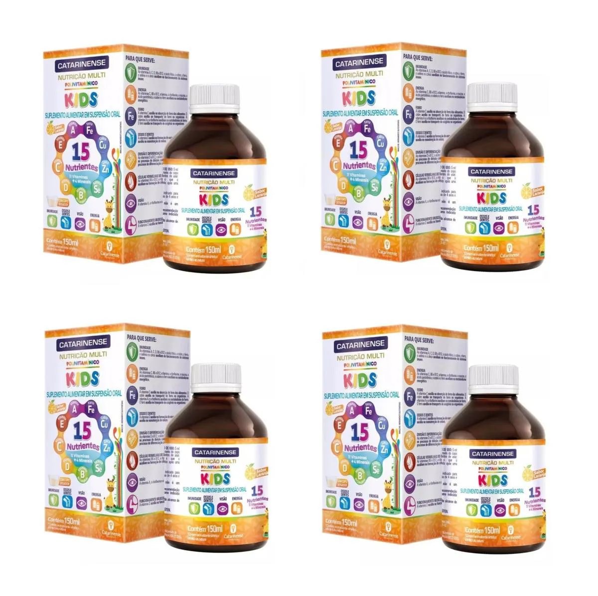 KIT 4 SUPLEMENTO CATARINENSE POLIVITAMíNICO KIDS 150ML