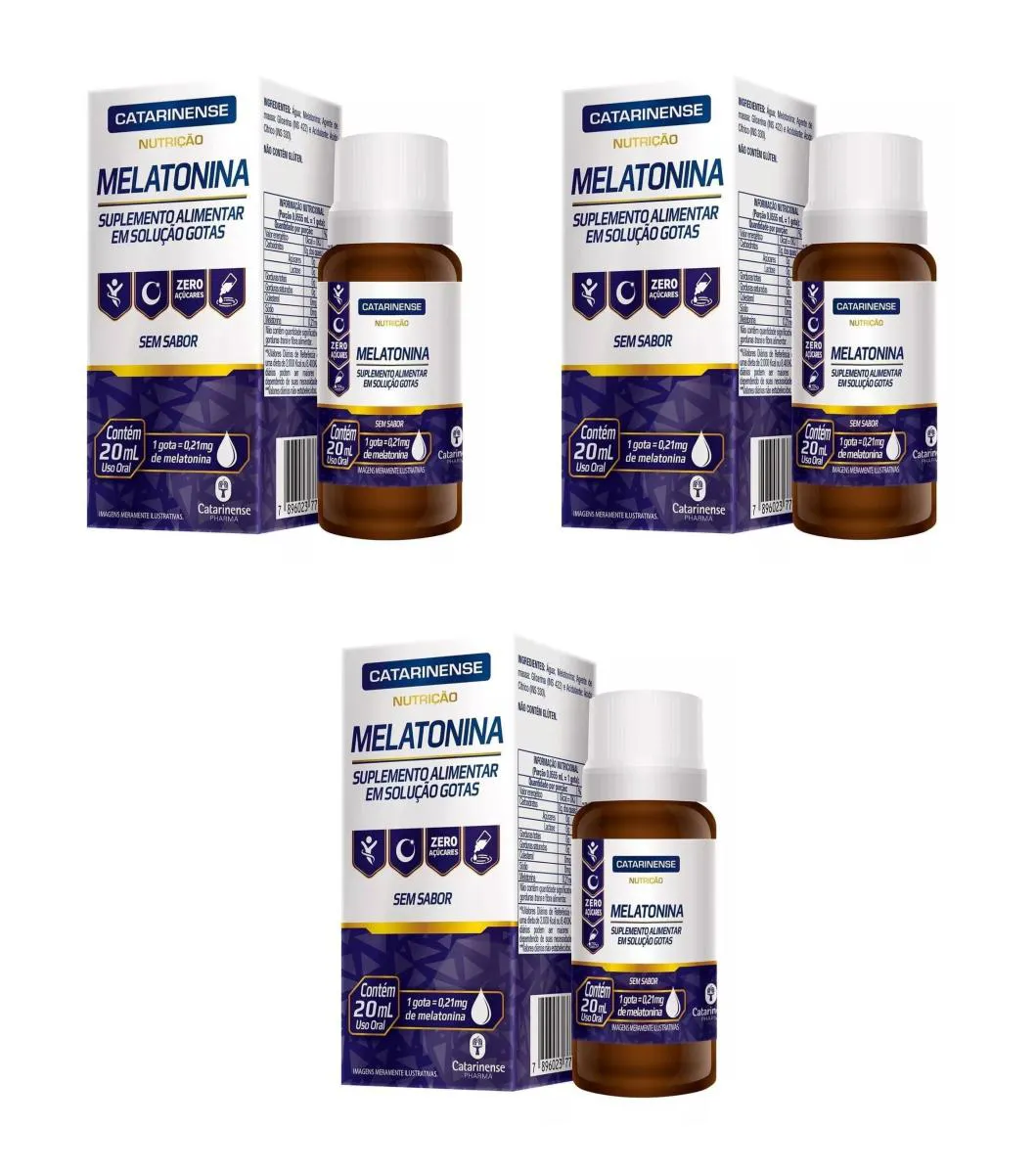 KIT 3 SUPLEMENTO CATARINENSE MELATONINA EM GOTAS  20ML