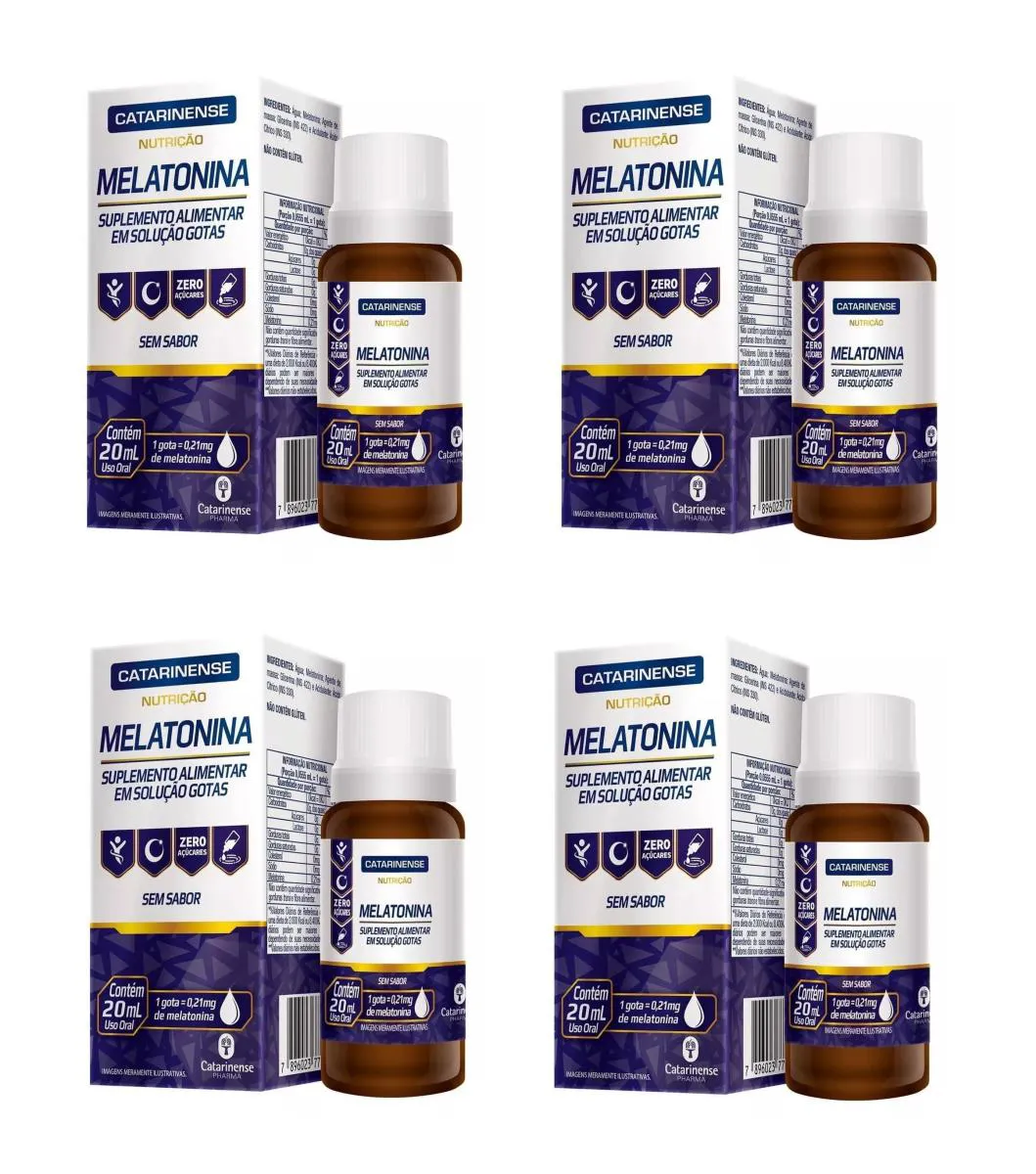 KIT 4 SUPLEMENTO CATARINENSE MELATONINA EM GOTAS 20ML