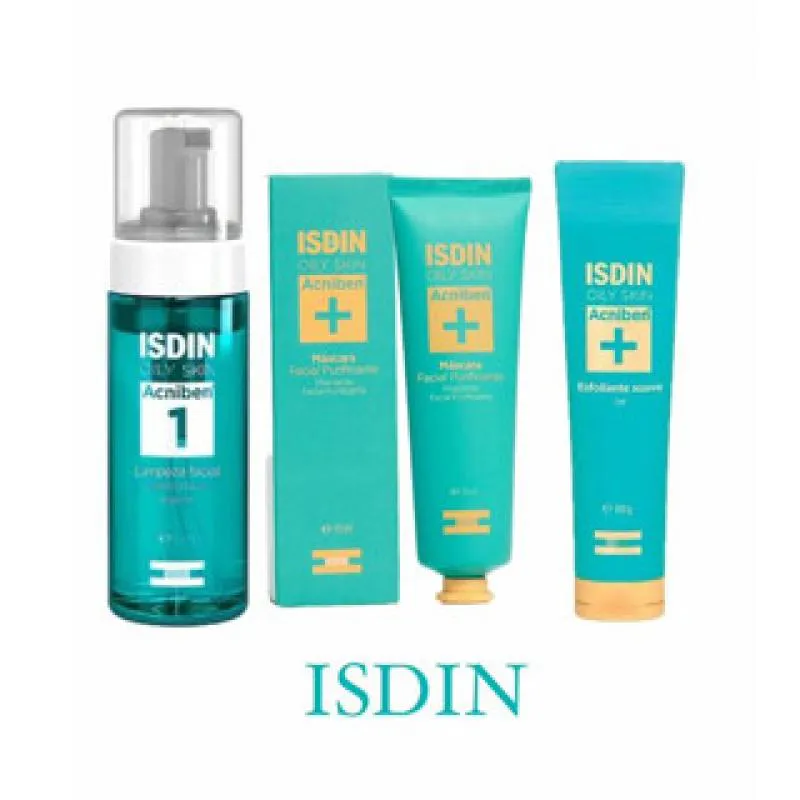 KIT ACNIBEN MáSCARA PURIFICANTE 75ML+ ESPUMA FACIAL 150ML + ESFOLIANTE 105G - ISDIN