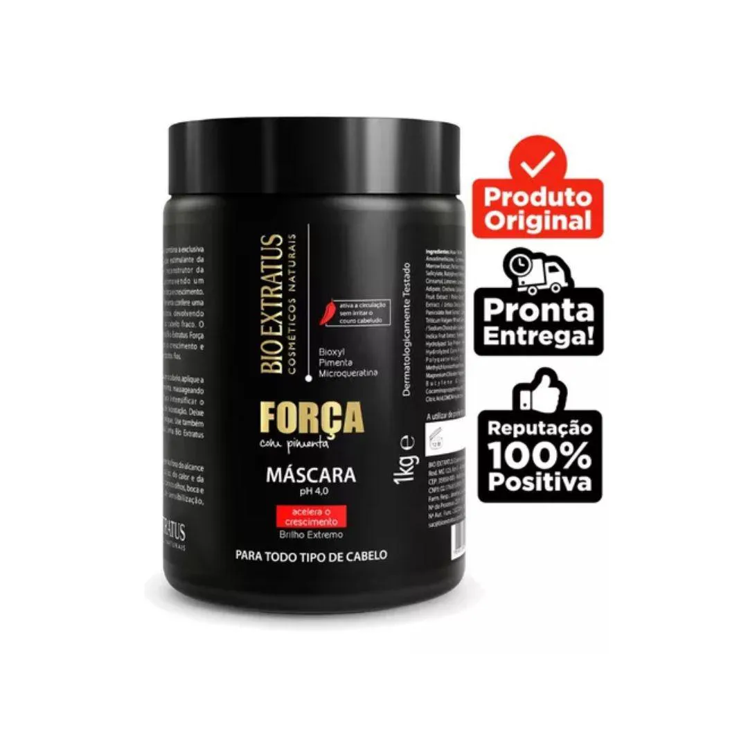 BIO EXTRATUS MASCARA FORçA C/ PIMENTA CRESCIMENTO DO CABELO COR DE CABELO TODOS
