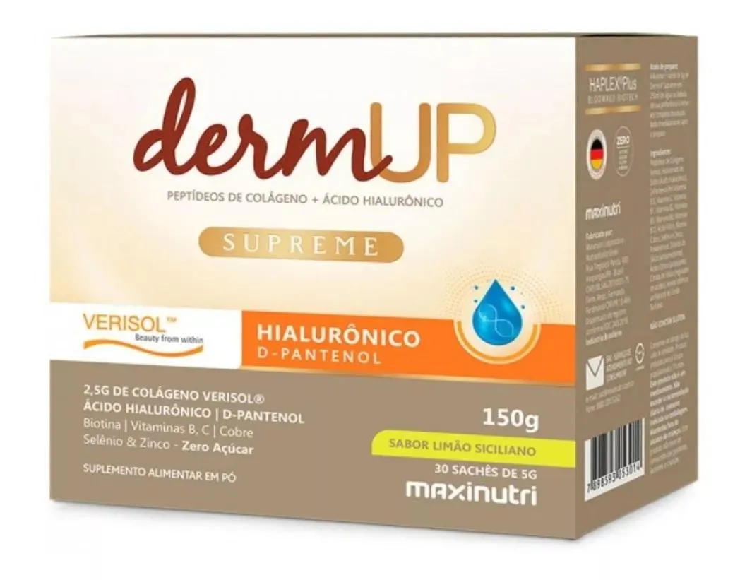 DERMUP SUPREME VERISOL ÁCIDO HIALURôNICO 30 X 5G MAXINUTRI SABOR NEUTRO Limão Siciliano