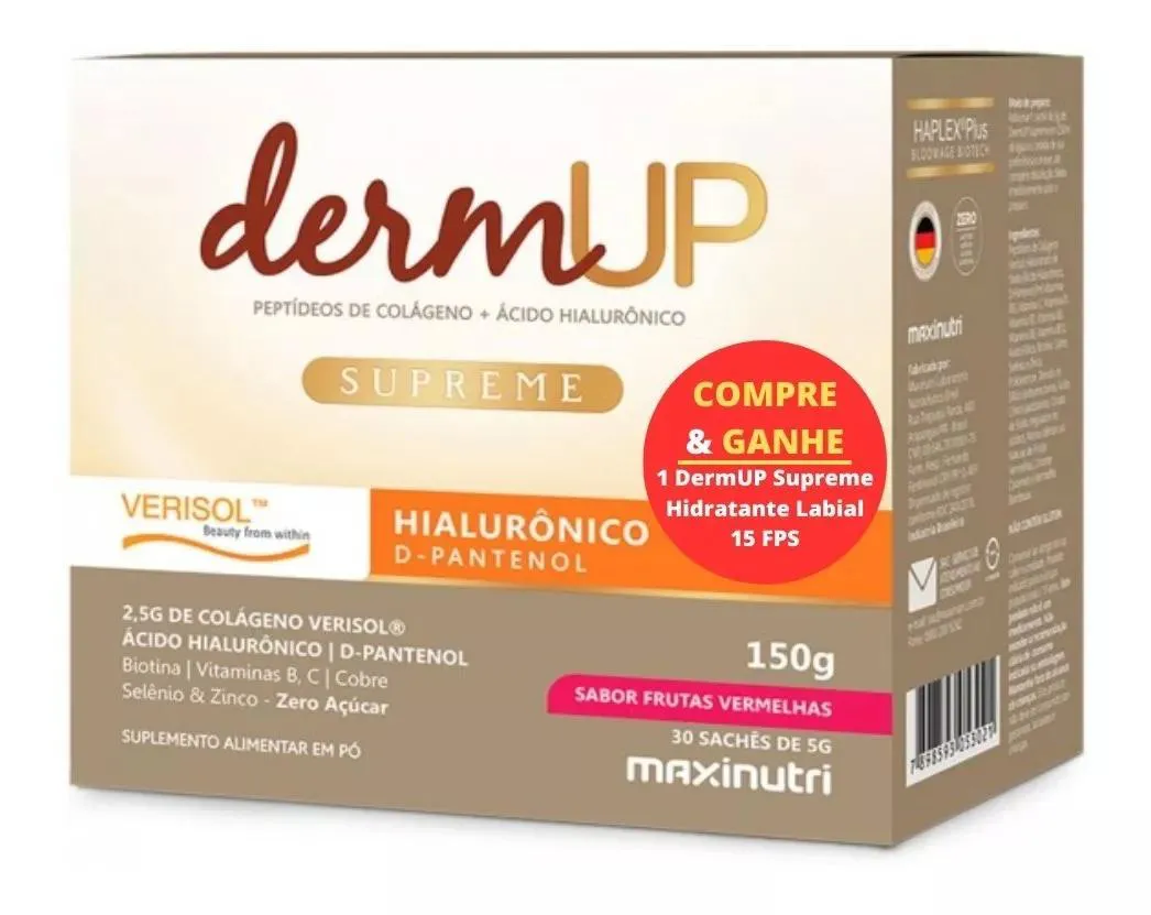 DERMUP SUPREME VERISOL ÁCIDO HIALURôNICO 30 X 5G MAXINUTRI SABOR NEUTRO Frutas Vermelhas