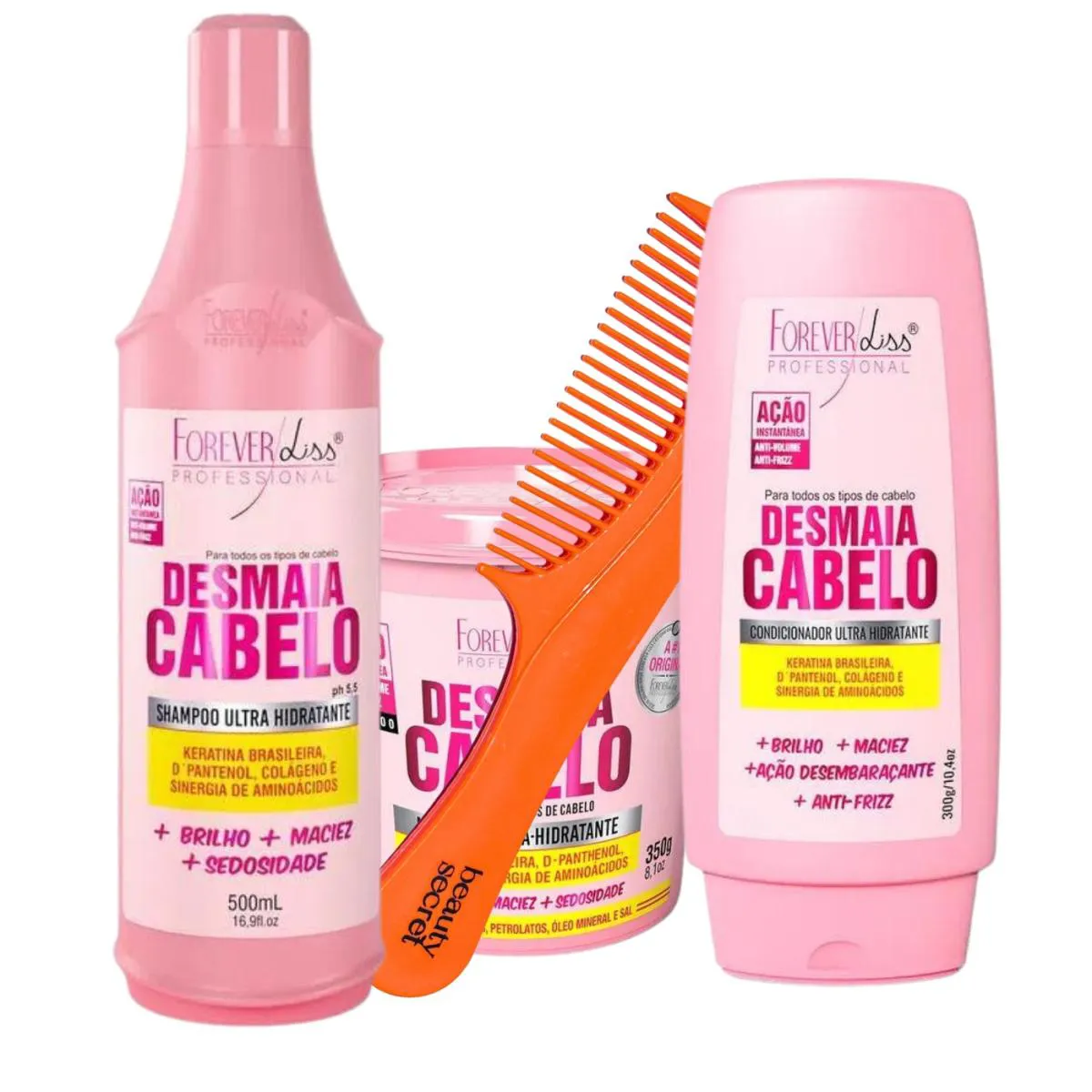 KIT SHAMPOO MáSCARA CONDICIONADO FOREVER LISS DESMAIA CABELO