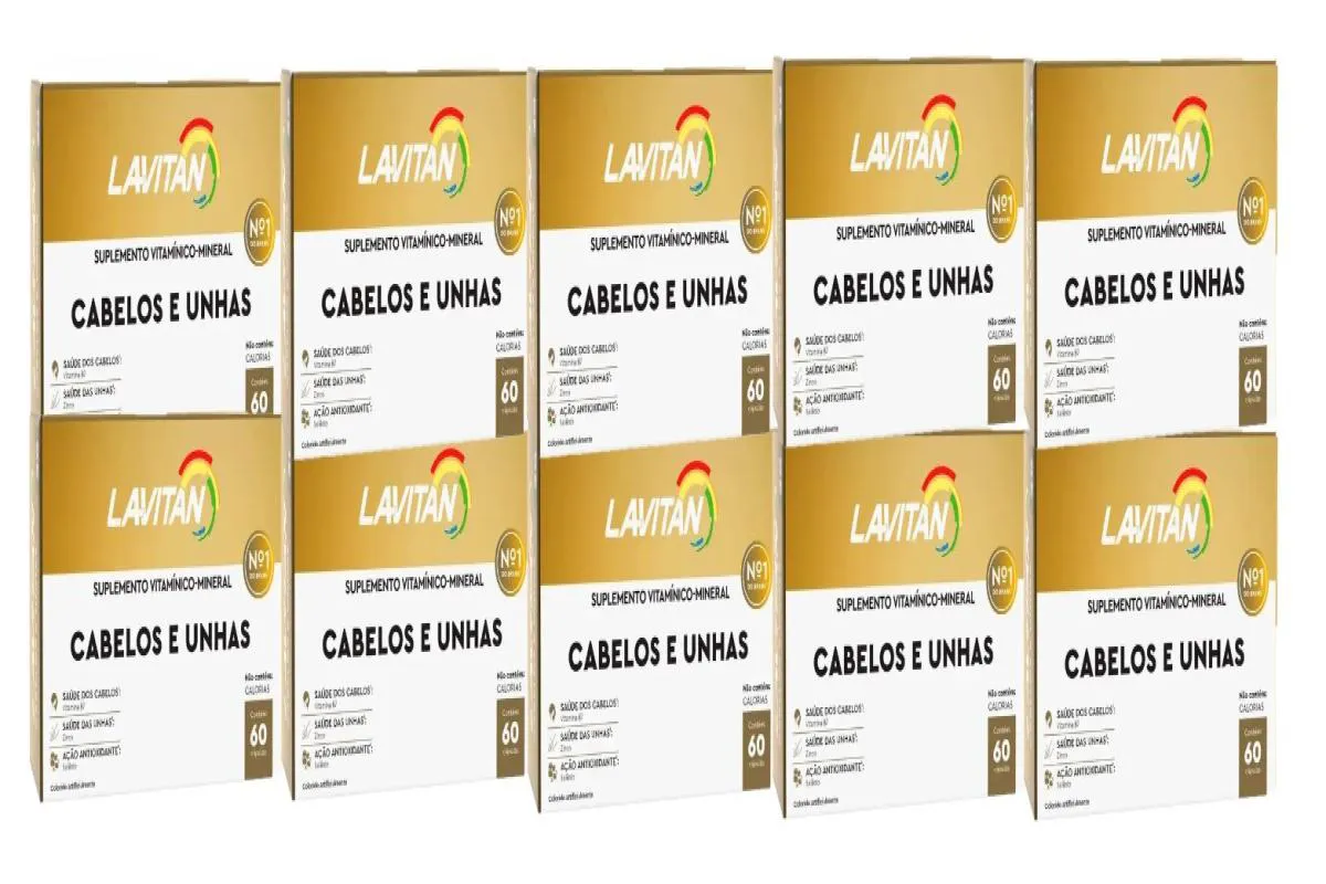 KIT COM 10CX LAVITAN CABELOS E UNHAS 60 CáPSULAS - CIMED