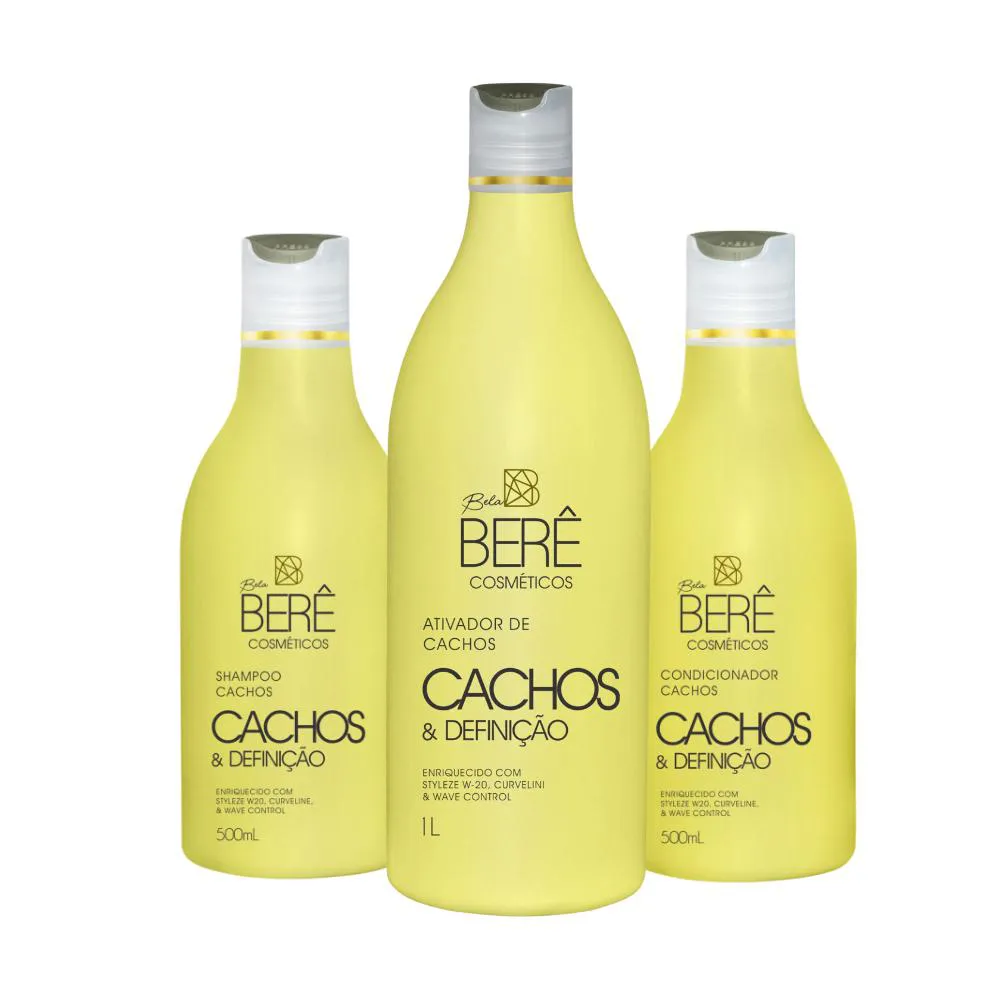 KIT BELA BERê CACHOS - ATIVADOR 1L SHAMPOO E CONDICION 500ML