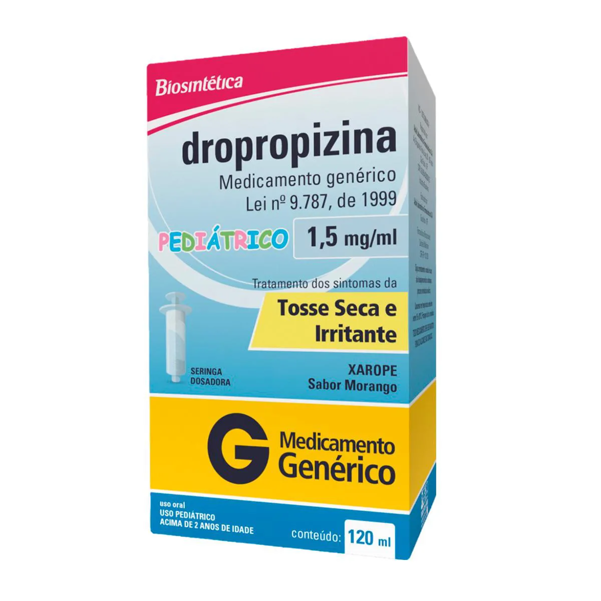 DROPROPIZINA 1,5 MG/ML XAROPE 120ML + SERINGA 1167870 | Drogasil