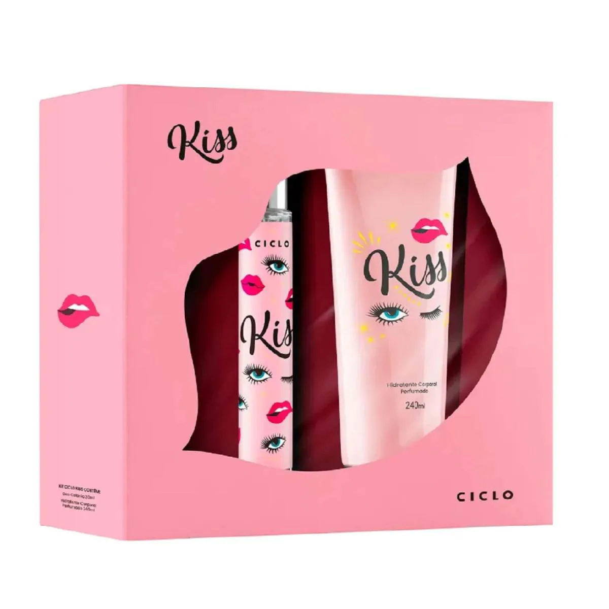 CONJUNTO KISS CICLO COSMéTICOS FEMININO - DESODORANTE COLôNIA 30ML + LOçãO HIDRATANTE CORPORAL 240ML