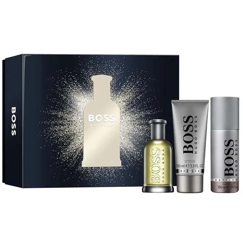 KIT PERFUME BOSS BOTTLED EAU DE TOILETTE MASCULINO HUGO BOSS 100ML + DESODORANTE 150ML + SHOWER GEL 100ML