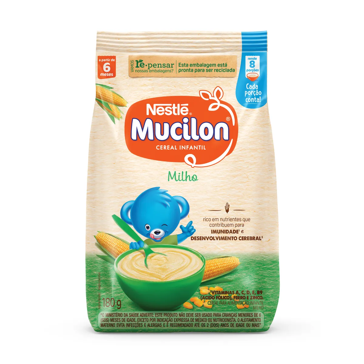 Cereal Infantil Nestlé Mucilon Milho Sachê 180g