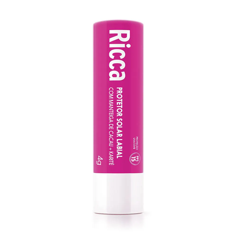 PROTETOR LABIAL COM MANTEIGA DE CACAU + KARITE FPS 15 RICCA
