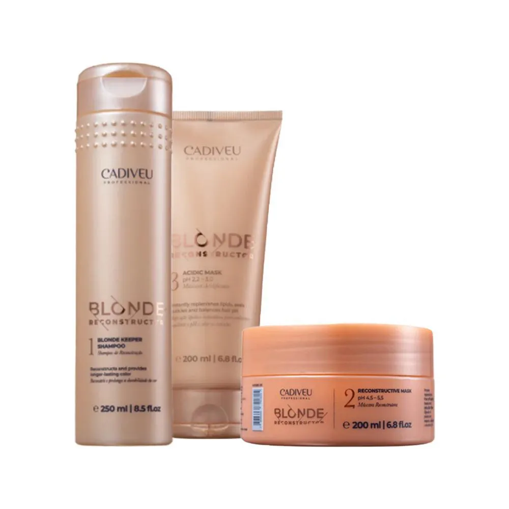 KIT CADIVEU BLONDE RECONSTRUCTOR SHAMP + ACID MASK E MáSCARA