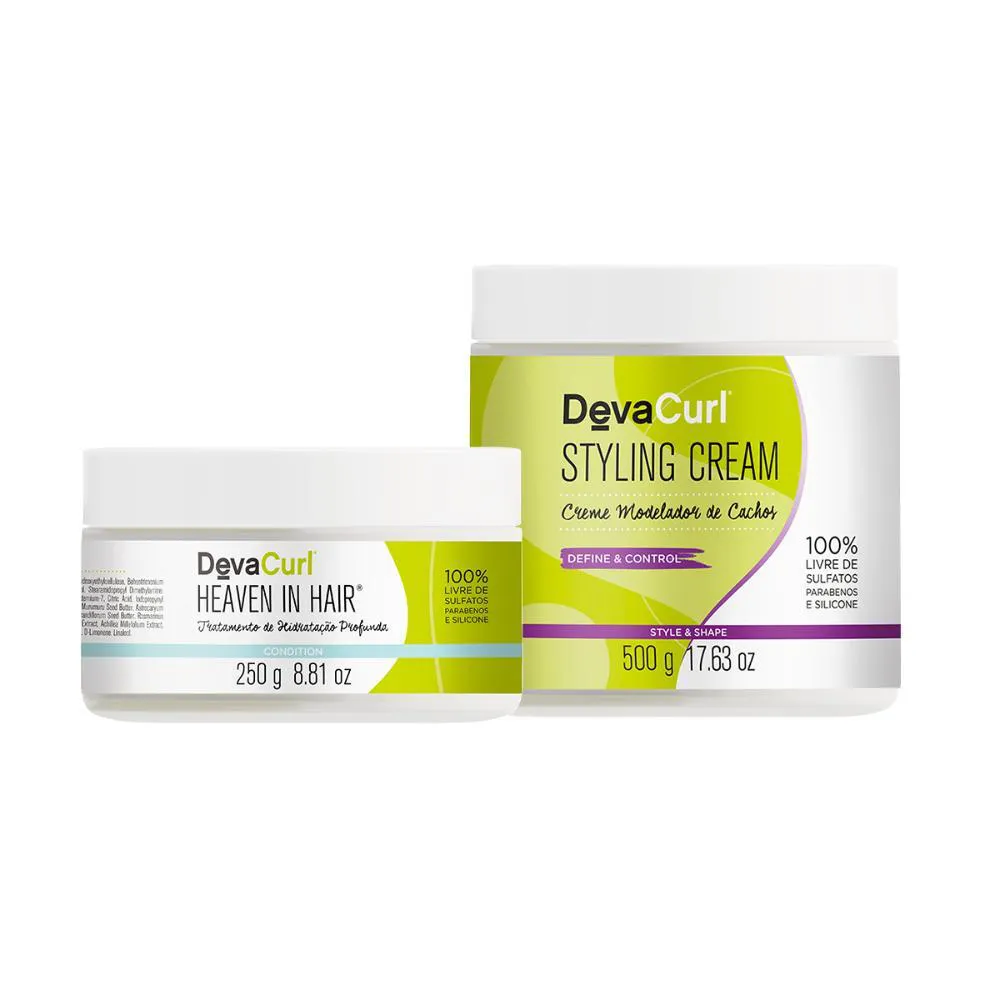 KIT DEVA CURL HEAVEN IN HAIR MASK 250G, CREME STYLING CREAM 500G