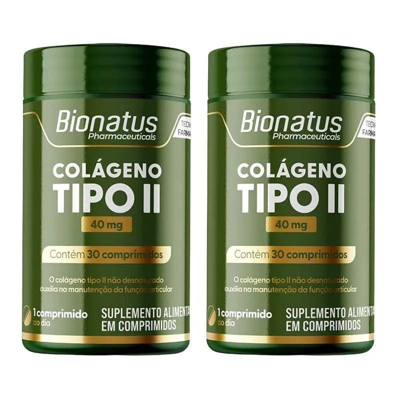KIT 2 COLáGENO TIPO IL 40MG BIONATUS 30 COMPRIMIDOS