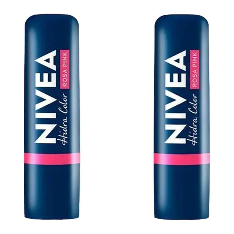 KIT 2 HIDRATANTE LABIAL HIDRA COLOR ROSA PINK NIVEA 4,8G