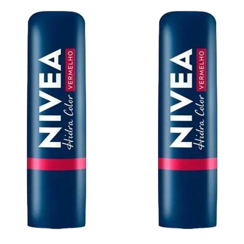 KIT 2 HIDRATANTE LABIAL HIDRA COLOR VERMELHO NIVEA 4,8G