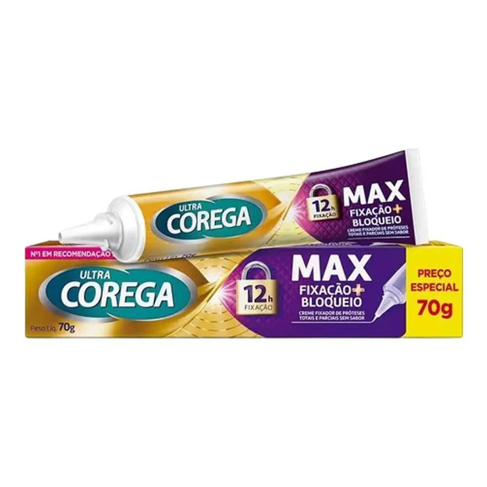 COREGA ULTRA MAX FIXAçãO + BLOQUEIO CREME SEM SABOR 70G