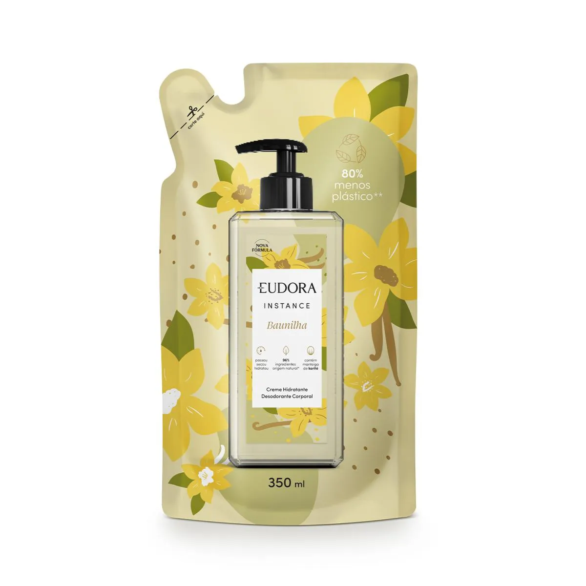 EUDORA INSTANCE BAUNILHA REFIL CREME HIDRATANTE DESODORANTE CORPORAL  350ML