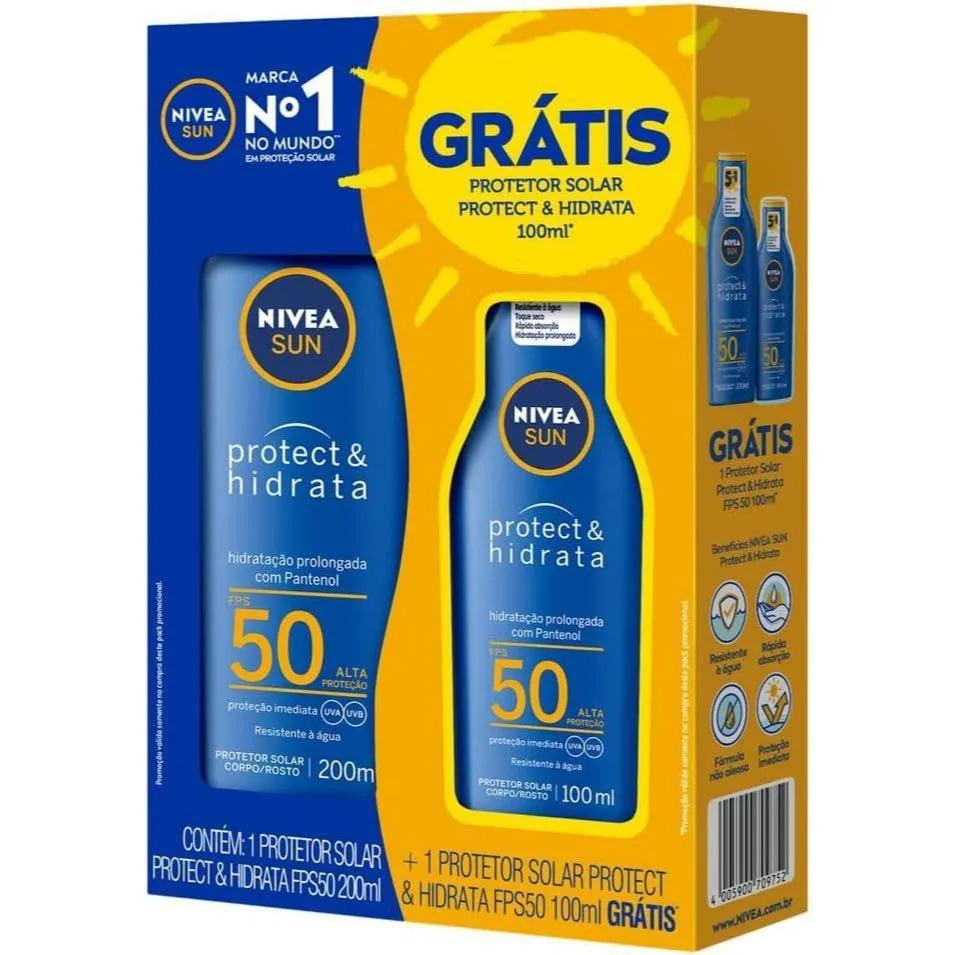 KIT - PROTETOR SOLAR NIVEA SUN PROTECT & HIDRATA FPS50 200ML - 100ML