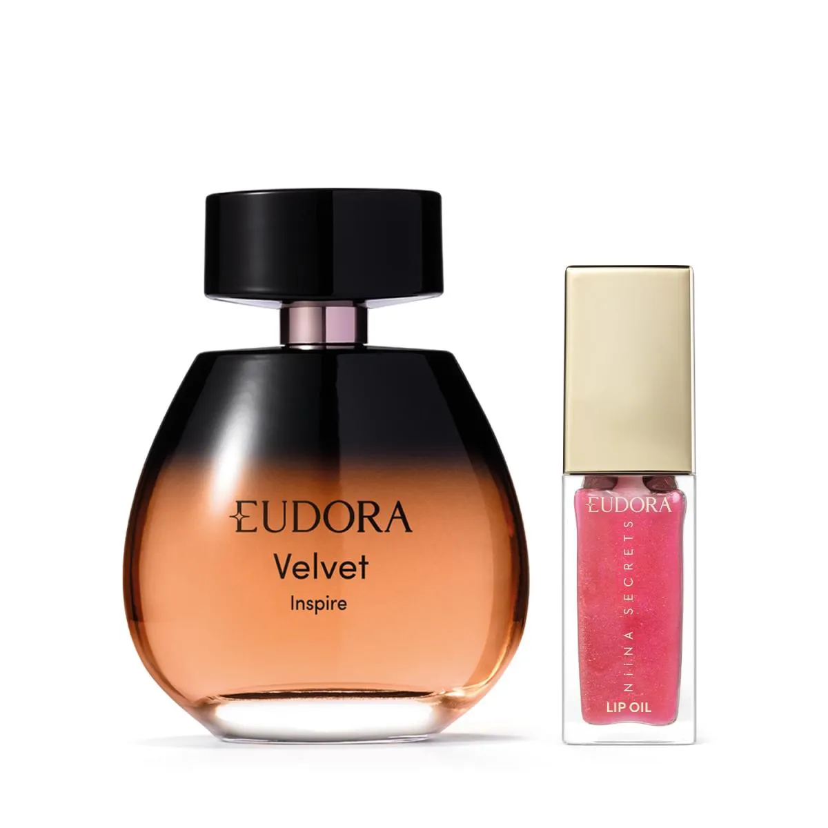 COMBO VELVET INSPIRE DESODORANTE COLôNIA  100ML + LIP OIL SHINE FLOWERS ROSA CENTIFOLIA NIINA SECRETS 7ML