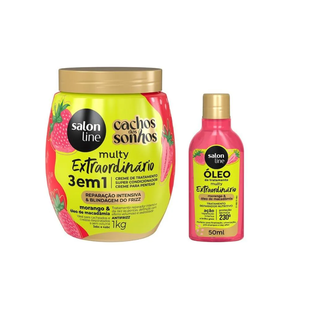 KIT MULTY CREME DE TRATAMENTO + ÓLEO REPARADOR CONDICIONANTE MORANGO