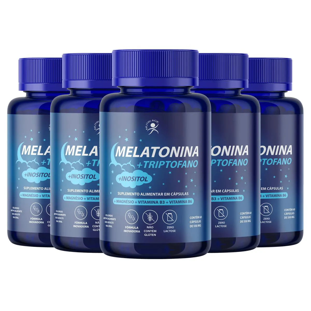 Melatonina + Triptofano + Inositol + Magnésio C/300 Cápsulas