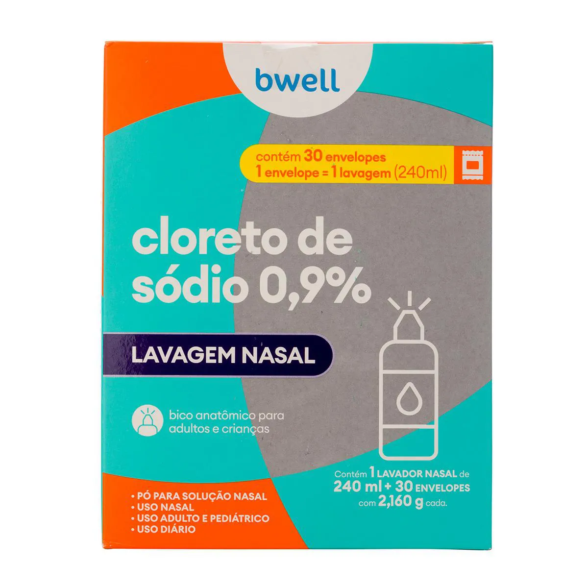 bwell Lavagem Nasal Cloreto de Sódio 0,9% em Pó + Frasco