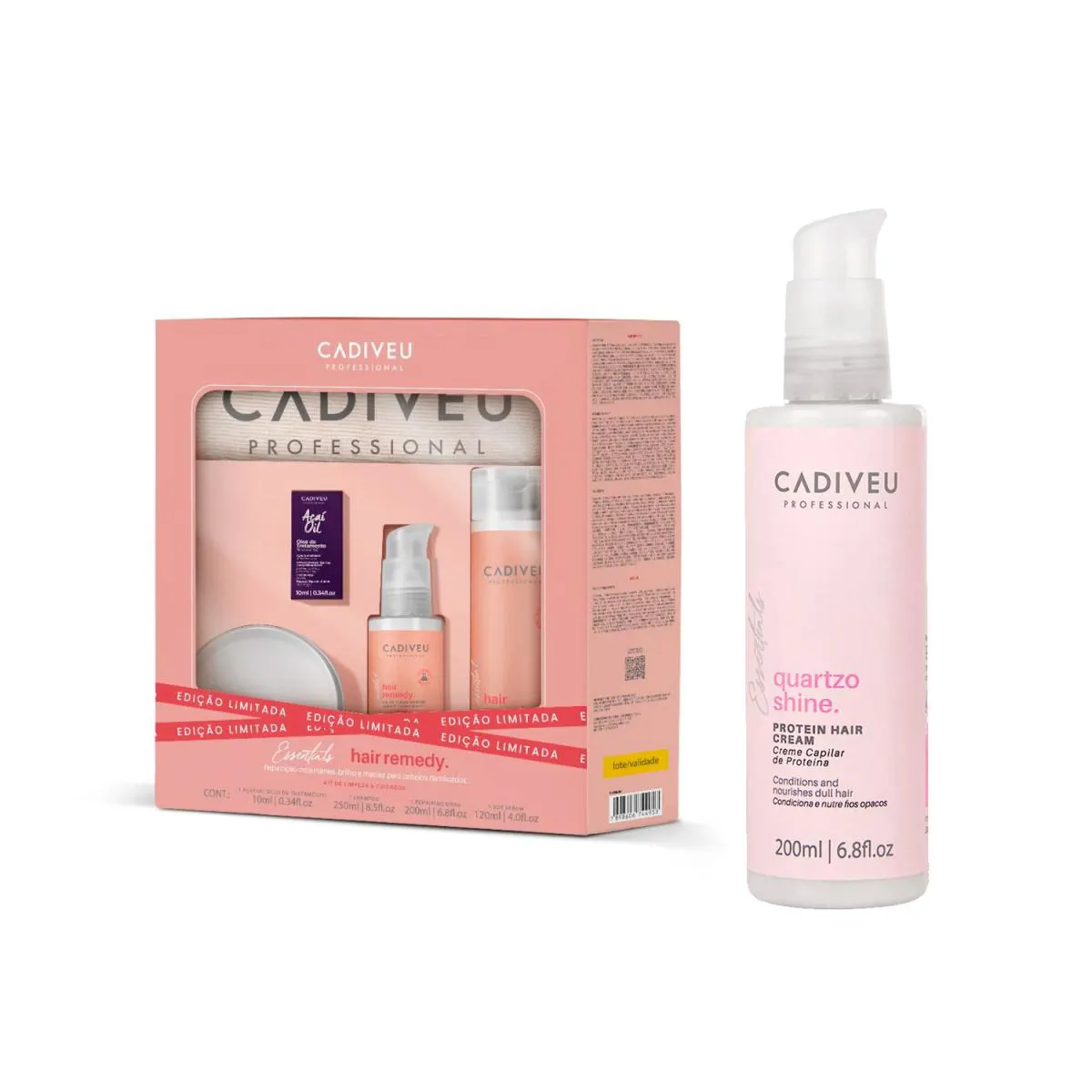 KIT ESPECIAL CADIVEU HAIR REMEDY +CREME CAPILAR QUARTZO MIST
