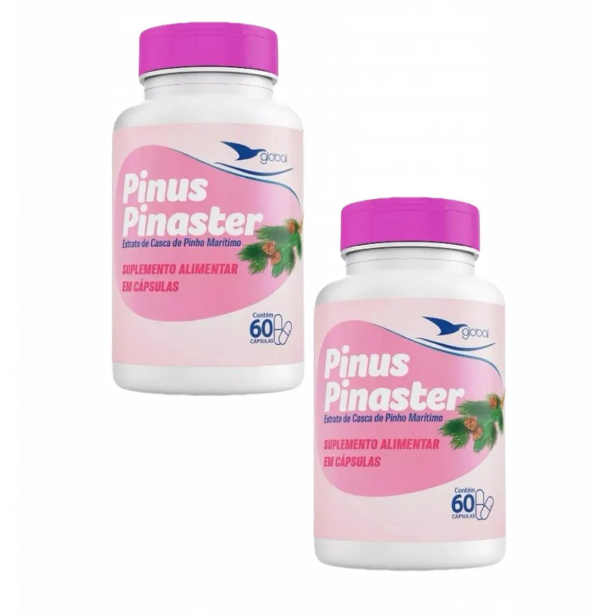 2X PINUS PINASTER - 60 CáPSULAS- GLOBAL SUPLEMENTOS SEM Sabor