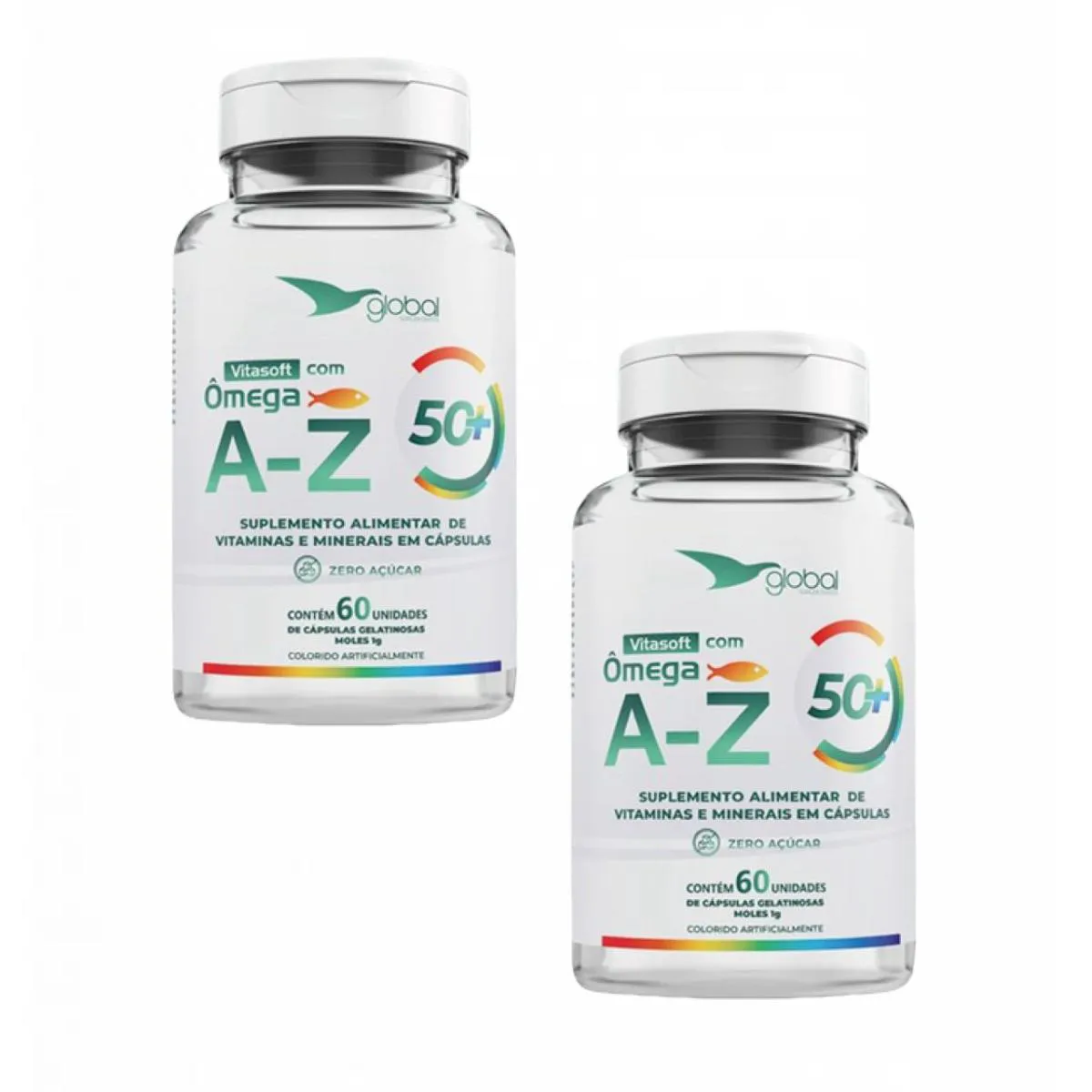 2X VITASOFT A- Z + ÔMEGA - POLIVITAMíNICO GLOBAL SUPLEMENTOS SEM Sabor