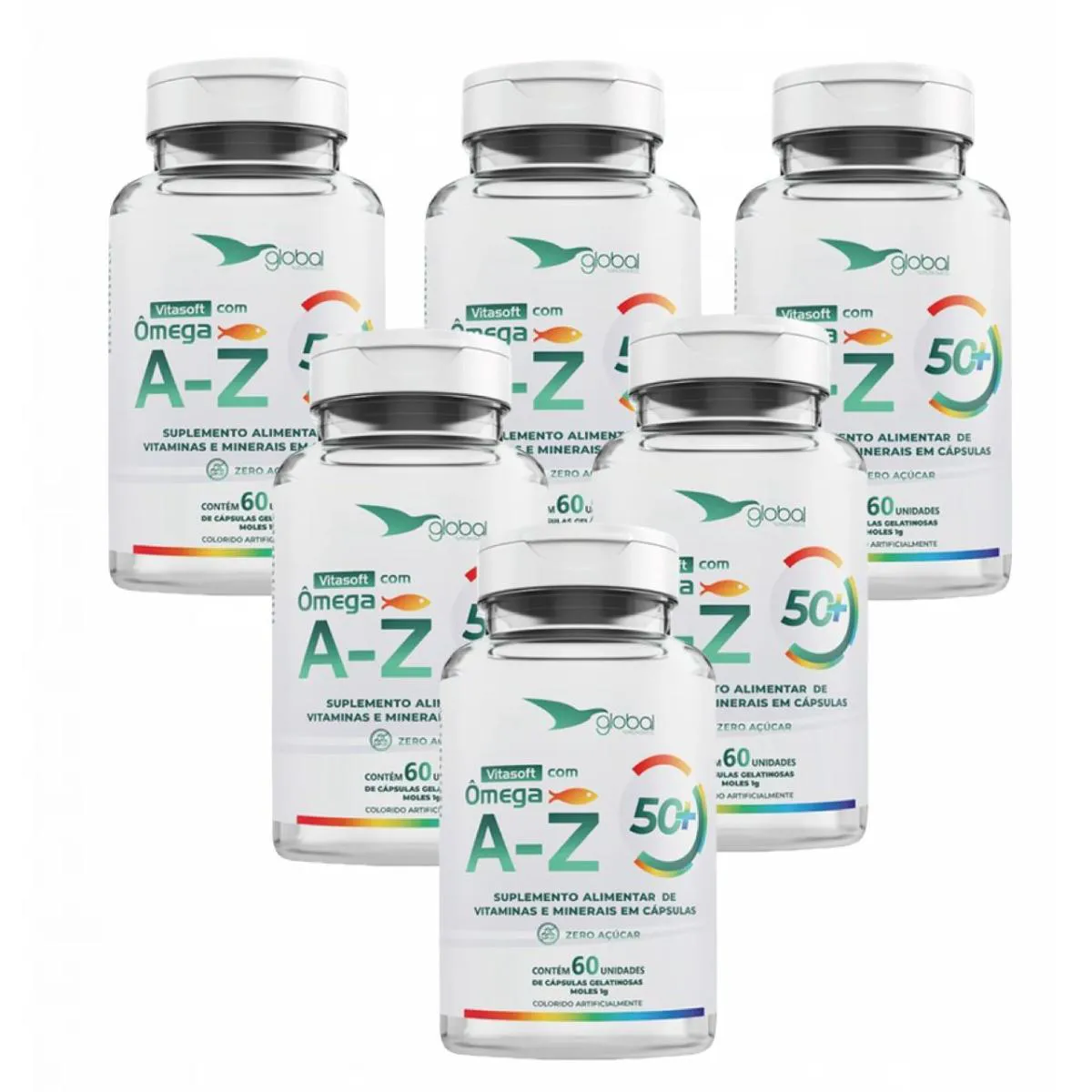 6X VITASOFT A- Z + ÔMEGA - POLIVITAMíNICO GLOBAL SUPLEMENTOS SEM Sabor