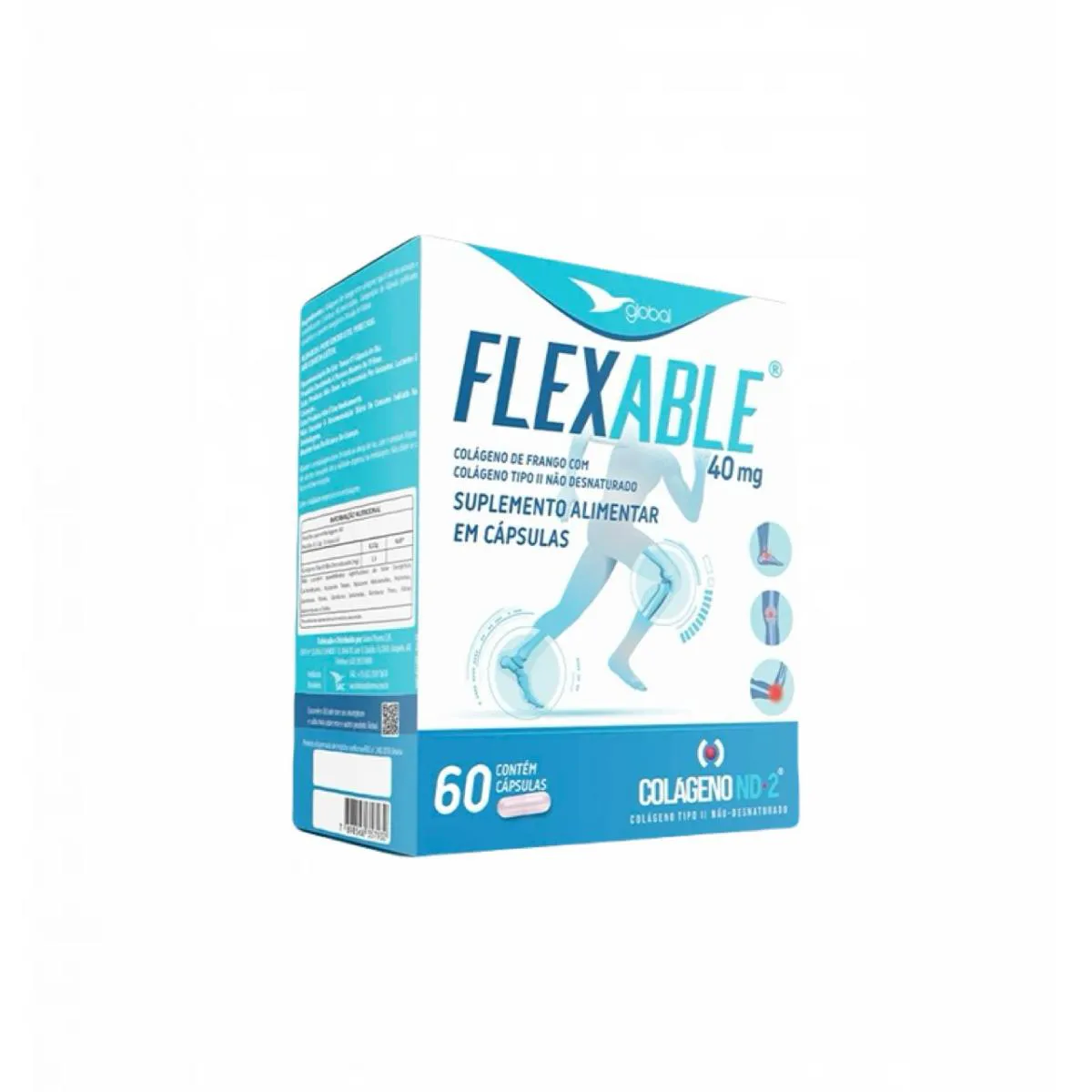 FLEXABLE - COLáGENO TIPO II- NãO DESNATURADO- 60 CáPSULAS SEM Sabor