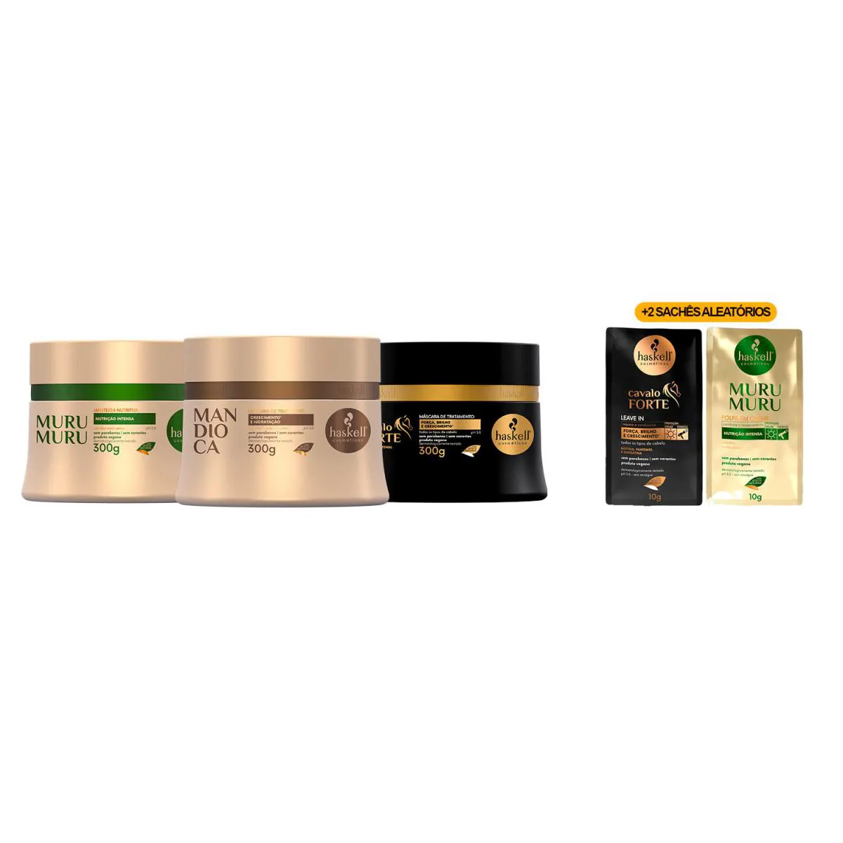 KIT HASKELL MANDIOCA MURUMURU CAVALO FORTE 300G +2 SACHêS