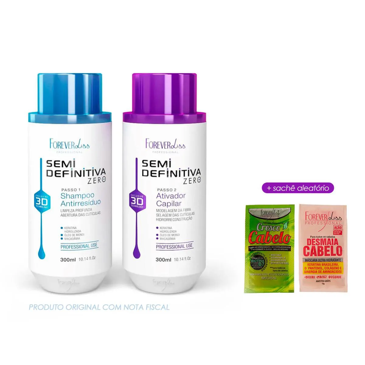 KIT SEMI DEFINITIVA 300ML FOREVER LISS 100% LISO + SACHê