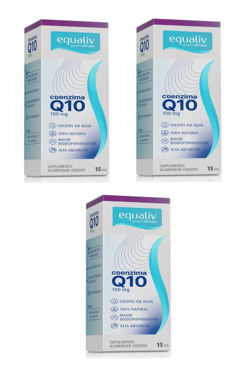 KIT 3 SUPLEMENTO EQUALIV COENZIMA Q10 100% NATURAL 15ML