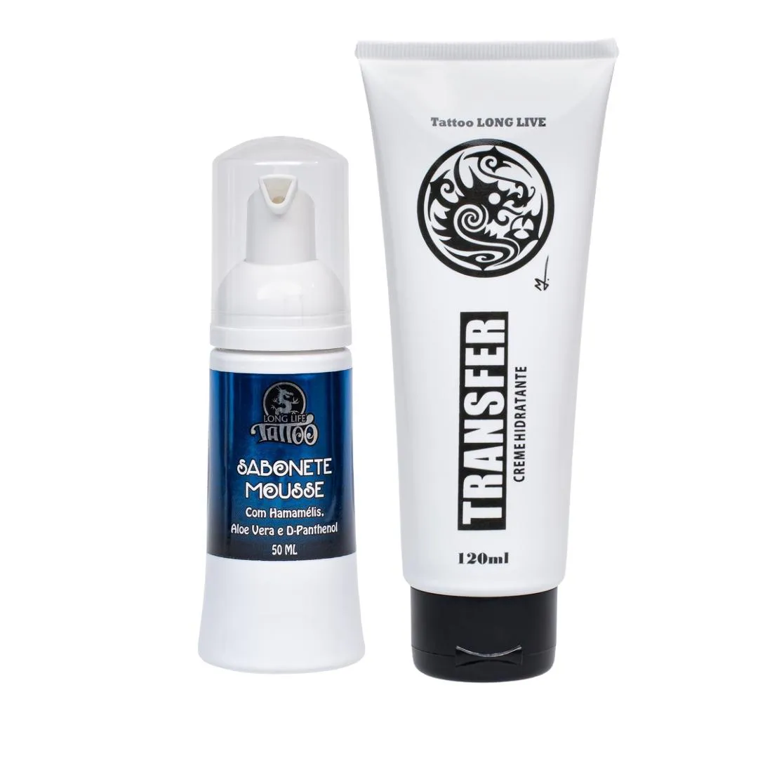 TRANSFER CREME 120 ML DECALQUE + SABONETE MOUSSE 50 ML VEGANO - KIT TATUADOR