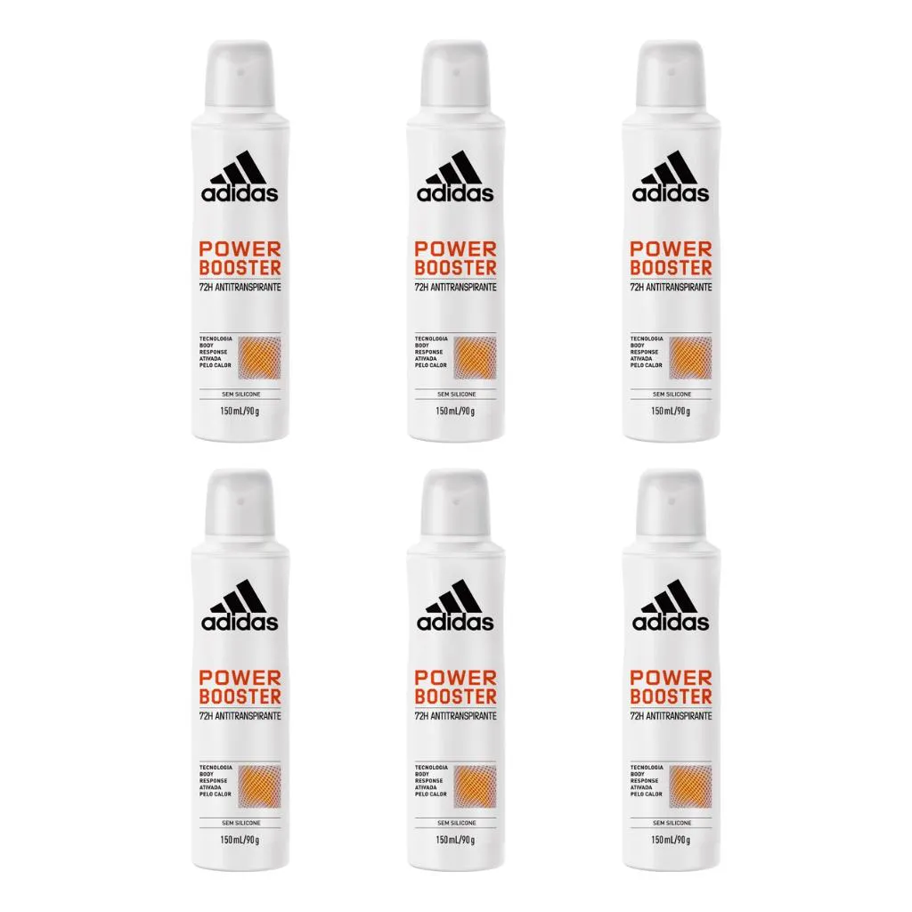 DESODORANTE AERO ADIDAS 150ML FEM POWER BOOSTER - KIT C/ 6UN