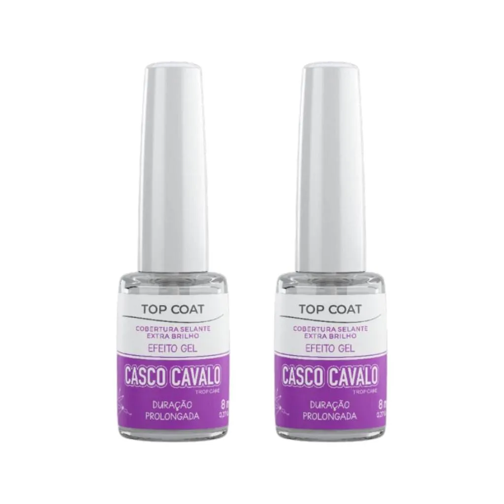 CASCO DE CAVALO TROP CARE EFEITO GEL TOP COAT 8ML -KIT C/2UN