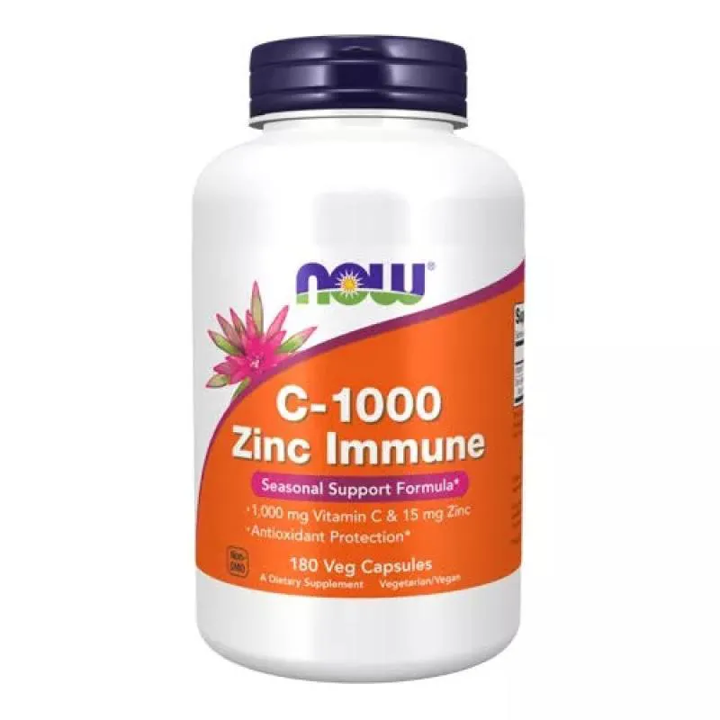 VITAMINA C-1000MG ZINC IMMUNE 180 CAPS NOW FOODS PREMIUM
