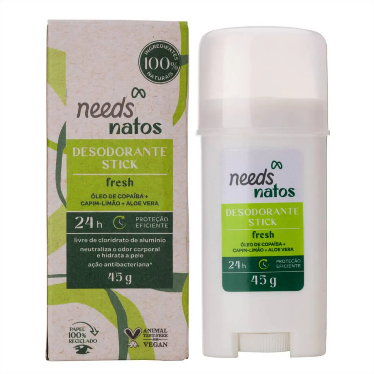 Desodorante Vegano Needs Natos Fresh 24h Stick 45g