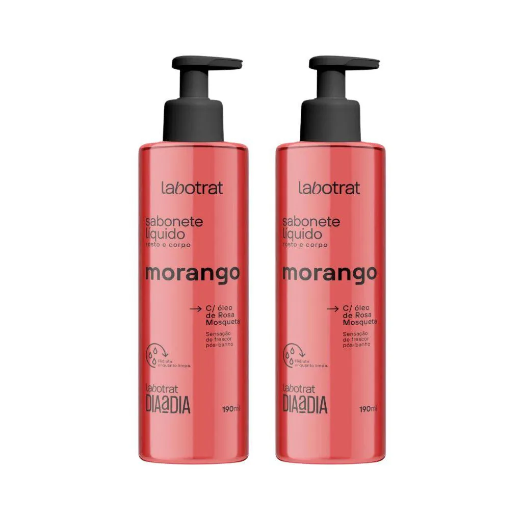 SABONETE LIQUIDO LABOTRAT 190ML MORANGO - KIT C/ 2UN