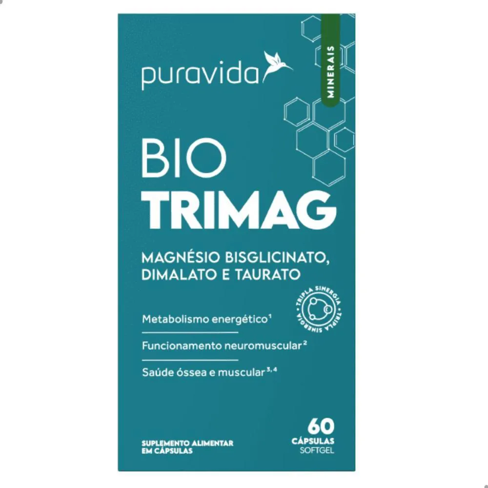 BIO TRIMAG MAGNéSIO DIMALATO TAURATO 60 CáPSULAS PURA VIDA Natural