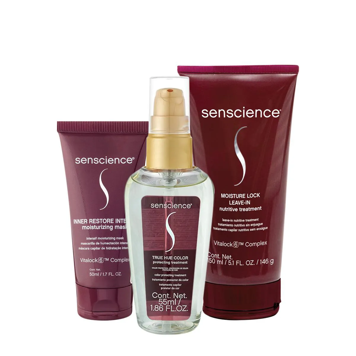 KIT SENSCIENCE INNER RESTORE INTENSIF MáSCARA TRUE HUE ÓLEO MOISTURE LOCK (3 PRODUTOS)