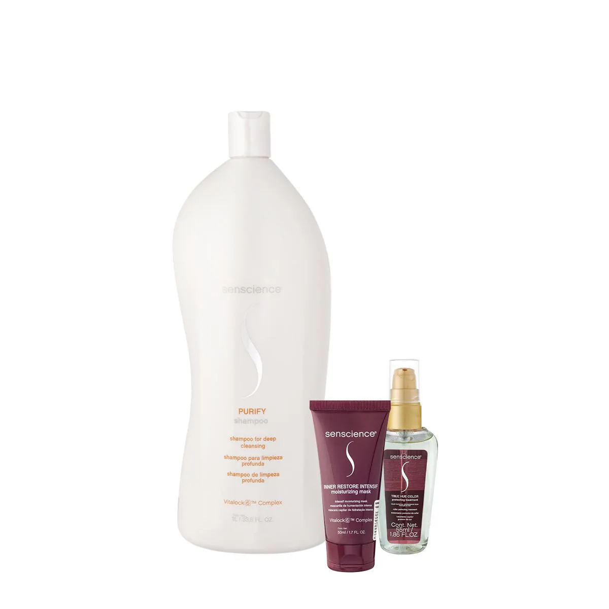 KIT SENSCIENCE PURIFY SHAMPOO INTENSIF MáSCARA TRUE HUE ÓLEO (3 PRODUTOS)