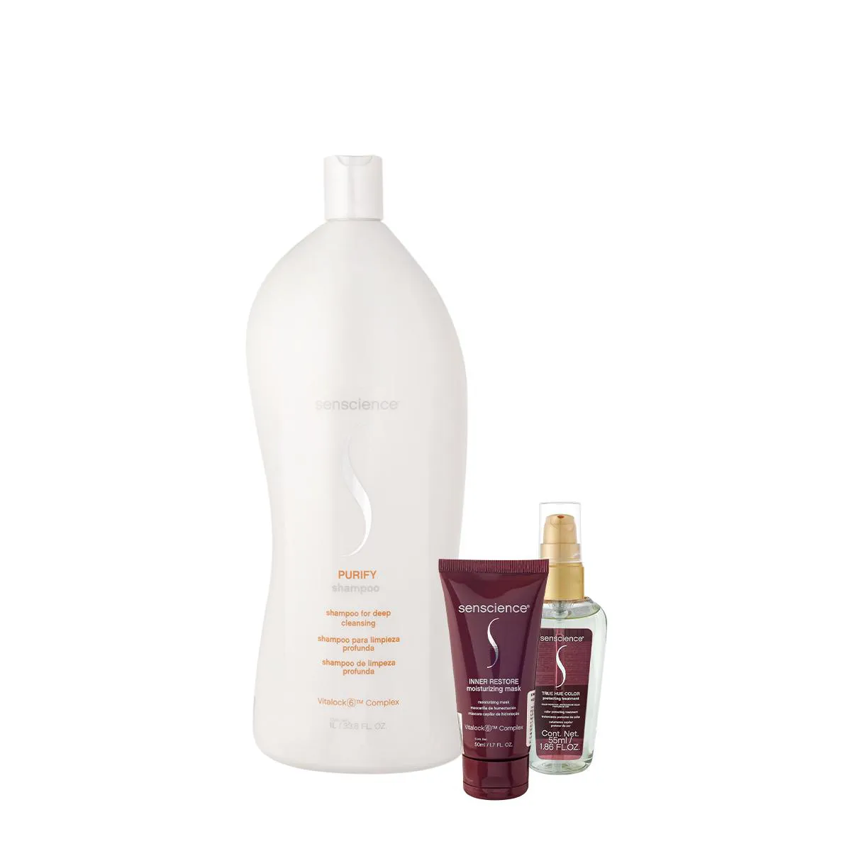 KIT SENSCIENCE PURIFY SHAMPOO INNER RESTORE MáSCARA TRUE HUE ÓLEO (3 PRODUTOS)