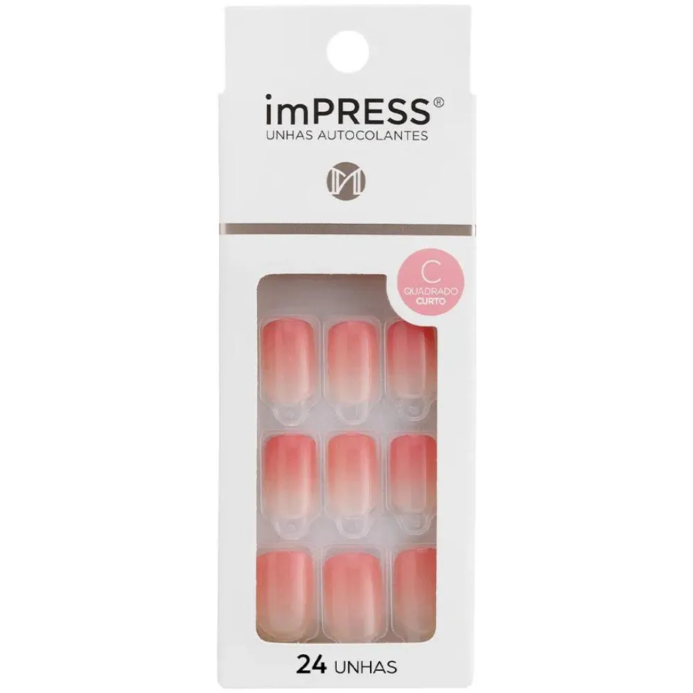 UNHA POSTIçA AUTOCOLANTE IMPRESS SUCESSFUL ROSE 24UN  KISS