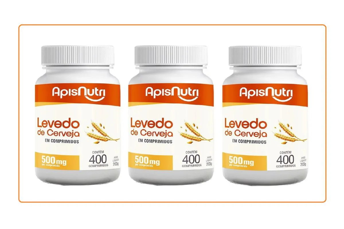 KIT 3 LEVEDO DE CERVEJA 400 COMPRIMIDOS - APISNUTRI