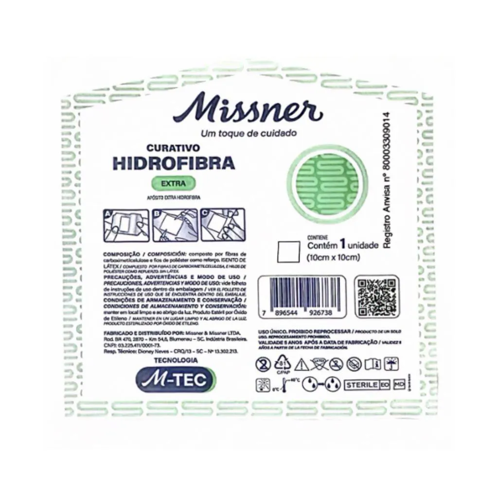 CURATIVO DE HIDROFIBRA EXTRA M-TEC 10CM X 10CM MISSNER - 01 CURATIVO