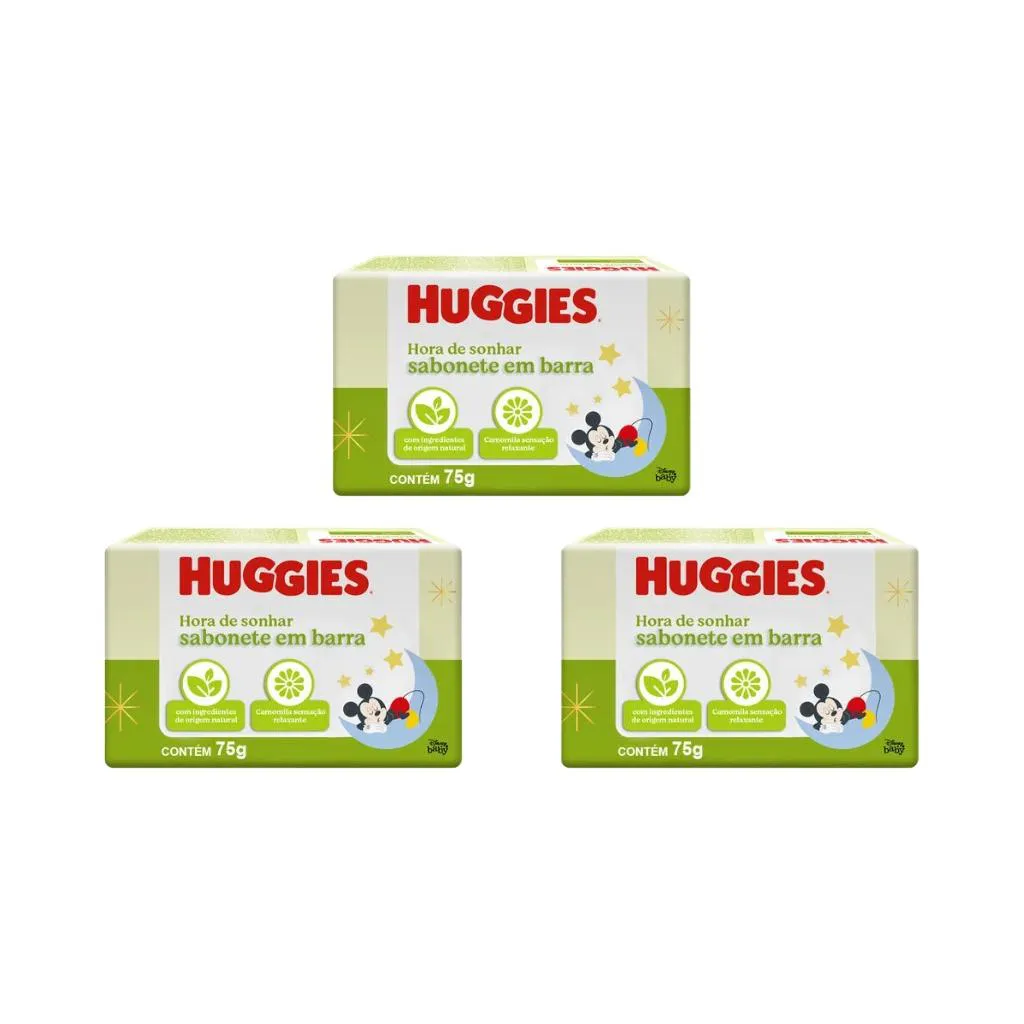 SABONETE HUGGIES 75G CAMOMILA - KIT C/3UN